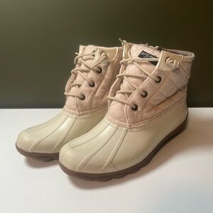 Sperry Women's Cream and Tan Winter Boots